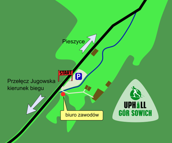 Uphill Gór Sowich - start i biuro zawodów - mapa sytuacyjna
